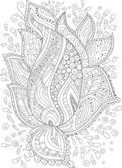 outlined coloring book. black and white ornate abstract pattern. - 543616299