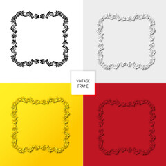 set of vintage multicolored frames in ornament style