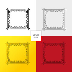 set of vintage multicolored frames in ornament style