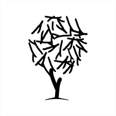 Abstract tree vector logo design. Illustration of a tree with branches without leaves.