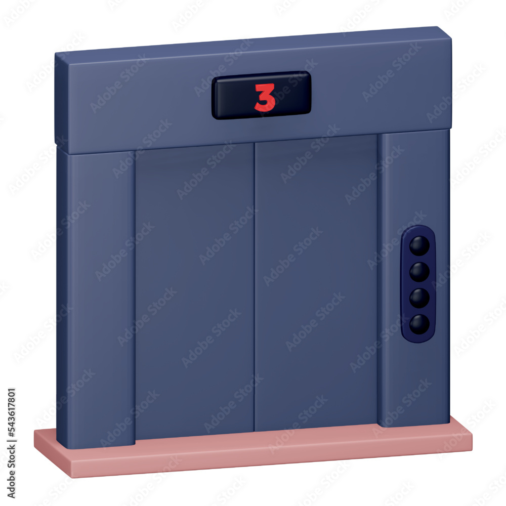 Poster elevator 3d rendering isometric icon.