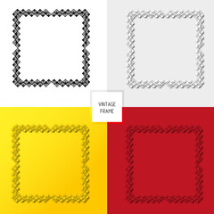 set of vintage multicolored frames in ornament style