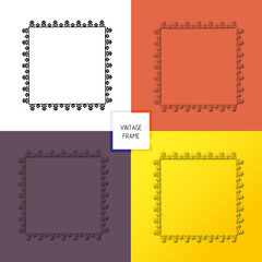 set of vintage multicolored frames in ornament style