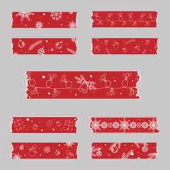 Washi tape sticker set christmas themed new year clipart