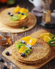 Crepes or bliny with fruit
