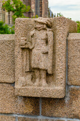 detail of an building, bath relief, figure of man