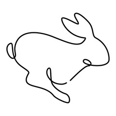 Continuous one line rabbit or Bunny. Silhouette Animal theme, symbol of 2023 by Chinese horoscope. Vector illustration new year