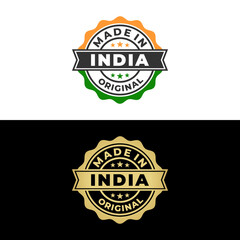 Made In India Label Vector or Made In India Icon Vector Isolated. Logo design for products made in india. Suitable for design on product packaging with labels 100% authentic made in India.