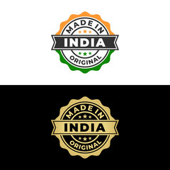 Made In India Label Vector or Made In India Icon Vector Isolated. Logo design for products made in india. Suitable for design on product packaging with labels 100% authentic made in India.