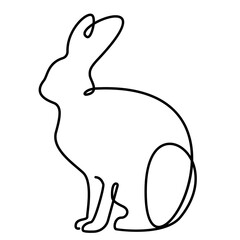 Continuous one line rabbit or Bunny. Silhouette Animal theme, symbol of 2023 by Chinese horoscope. Vector illustration new year