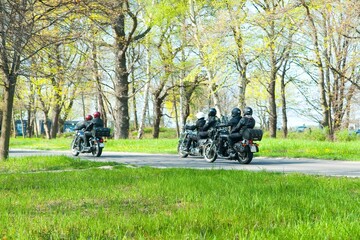 Motorcyclists traveling in the group - 543623234