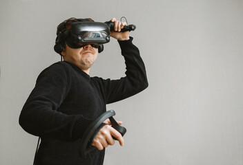 Man with the virtual reality glasses