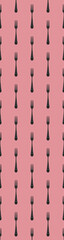 pattern. Fork top view on pastel purple red background. Template for applying to surface. Vertical banner for insertion into site. Flat lay. 3D image. 3D rendering.