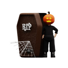 3d rendering boy character halloween, used for web, app, infographic