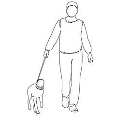 man walks with a dog