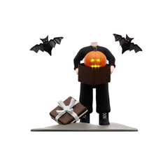 3d rendering boy character halloween, used for web, app, infographic