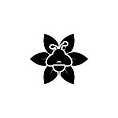 Obraz premium Bee on flower icon. Flower and honey bee logo isolated on white background