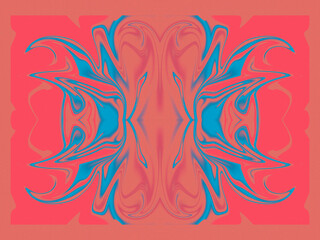 Fototapeta na wymiar Retro style abstract gradient background with a grainy texture. Colorful futuristic backdrop with blurred and mirrored composition