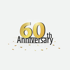 Gold 60th year anniversary celebration elegant logo white background