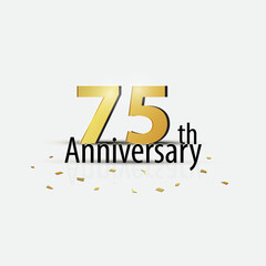 Gold 75th year anniversary celebration elegant logo white background