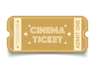 Vector ticket isolated isolated on white background. Cinema, theater, concert, play, party, event, festival black and gold ticket realistic template set. Ticket icon for website.