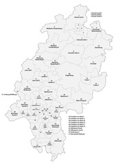 Map of the constituencies in Hesse for the 2023 state election in German