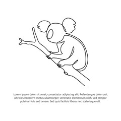 Koala line design. Wildlife decorative elements drawn with one continuous line. Vector illustration of minimalist style on white background. © Bettermind Graphic