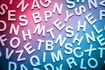 Mixed letters pile top view photo