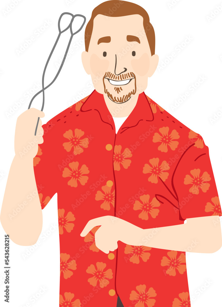 Poster Man Father Summer Outfit Tongs Illustration