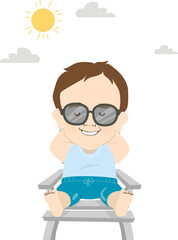 Man Dwarfism Sunbathing Illustration