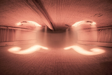 Vintage violin view from inside. Interior of wooden cello.