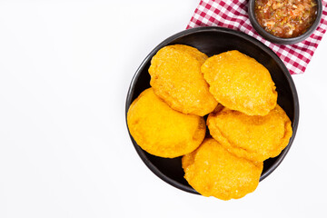 Tasty Fried Cakes Filled With Chicken - Traditional Colombian Cuisine