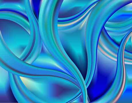 horizontal flyer layout with colorful flexuous entangling shapes