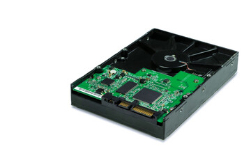 The hard drive for a personal computer is isolated on a white background. HDD chip	