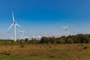Wind turbines that produce electricity, field in Paldiski, Estonia