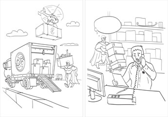 Coloring book for children in vector form. Pages #5 and #6. Vector illustration