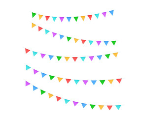 Fototapeta premium Multicolored flags garlands in PNG format