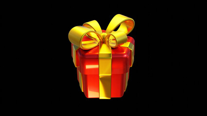 red gift box with golden ribbon isolated 3d render illustration