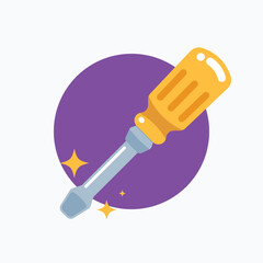 The Yellow screwdriver. Isolated Vector Illustration.