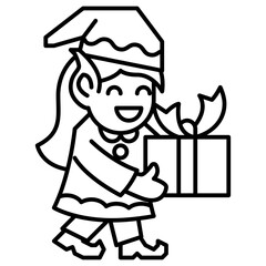 girl elf outline icon