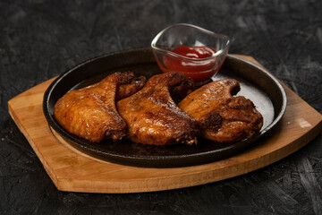 close-up view of delicious grilled chicken with spices