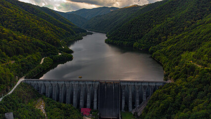 Water dam in the mountains, Romania, Transylvania, Paltinish