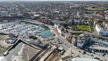 Ramsgate kent UK aerial drone high angle habour and marina 