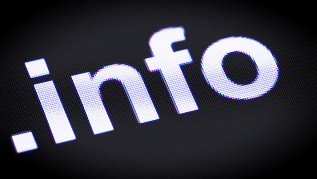 .Info domain in the screen. 3D Illustration.