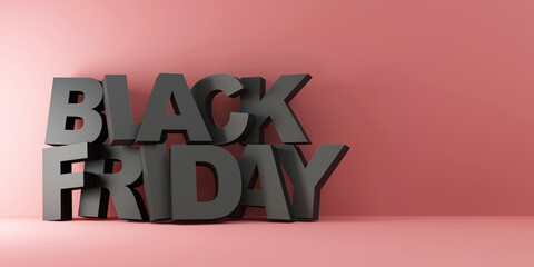 Black Friday Symbol on black studio background. Big Discount and Sale Concept