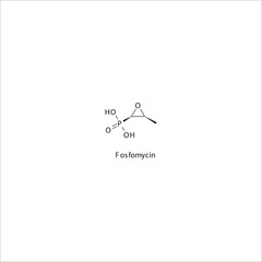 Fosfomycin flat skeletal molecular structure Phosphonic antibiotics drug used in  treatment. Vector illustration.