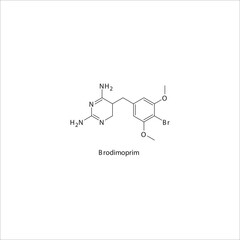 Brodimoprim  flat skeletal molecular structure DHFR inhibitor antibiotic drug used in  treatment. Vector illustration.