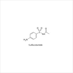 Obraz premium Sulfacetamide&nbsp; flat skeletal molecular structure Sulfonamide antibiotic drug used in dihydrofolate, folic acid, dhfr, methotrexate, leprosy treatment. Vector illustration.