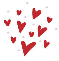 Hand drawn hearts and polka dots. Valentines day concept. Design element for cards, posters, banner