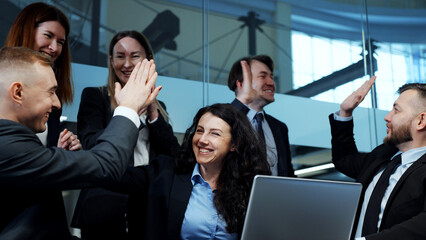Successful business team watching online trading